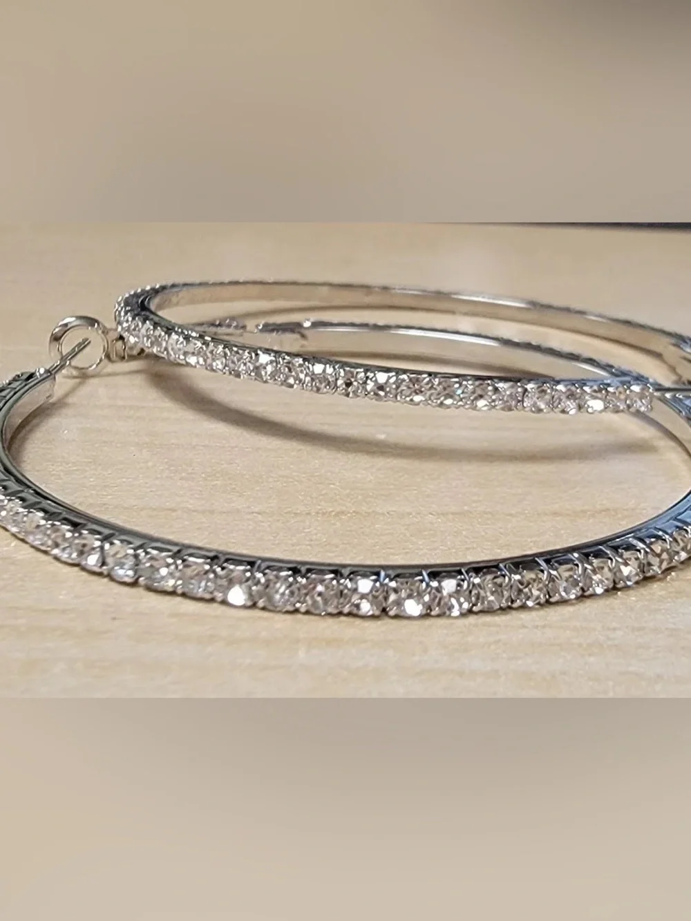 Rhinestone crystal Pave’ Hoop Earrings Brand New in bag w Top latch closure